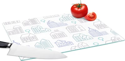 Glazen Snijplank - 39x28 - Skyline - Patronen - Huis - Snijplanken Glas