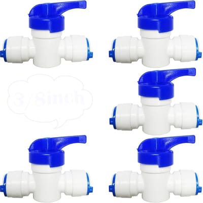 Inline Kraan met Afsluitklep en Isolatie, RO Waterfilter Aansluiting voor 9.5 mm Waterleiding, Geschikt voor Koelkast en Waterfilter (Verpakking van 5)