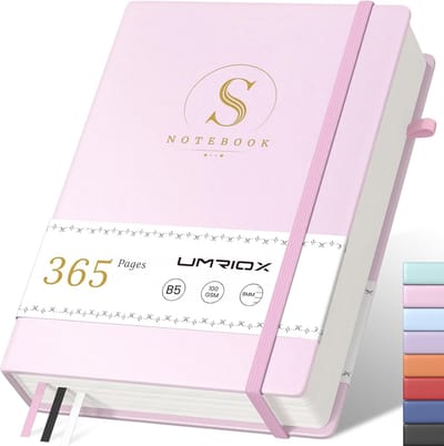 SnelShoppen - Lined Notebook A5 Hardcover, Leer Notitieboek, 365 Dikke Pagina's 100gsm, 17.8 x 25.5 cm, Roze, Ideaal voor Kantoor en School