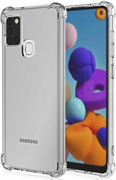 Hoesje geschikt voor Samsung Galaxy A21s - Anti Shock Proof Siliconen Back Cover Case Hoes Transparant
