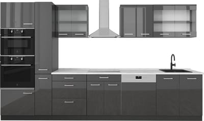 Vicco R-Line Keuken – 350 cm, WB Marmer Antraciet hoogglans/antraciet