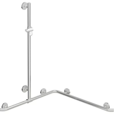 HEWI Warm Touch shower handrail with sliding shower rail, corner mounting, 110 x 76.2 cm 950.35.31051