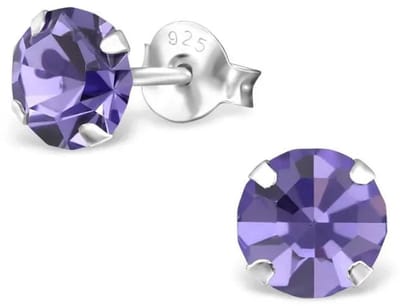 Aramat Jewels | Oorbellen | 925 Zilveren Kristal Oorbellen - Sprankelende Zirkonia Studs | 6mm / Tanzanite | | | Zilver | Kinderen, Volwassenen | Verkleurd niet
