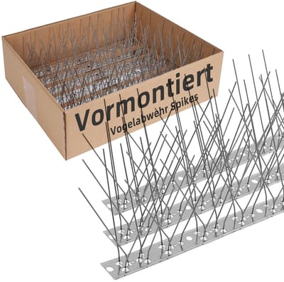 Voorgemonteerde vogelwerende spikes voor dak en ramen, roestvrijstalen pinnen tegen duiven en meeuwen