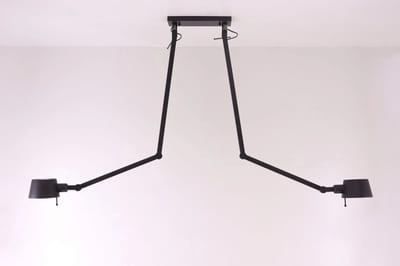 Knikarm plafondlamp zwart 2 lichtpunten zwenkarm lamp