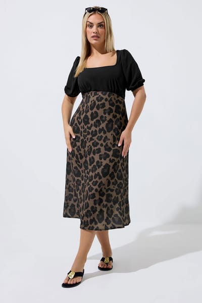 Limited Collection Bruine Luipaardprint Gemixte Jurk Size 38