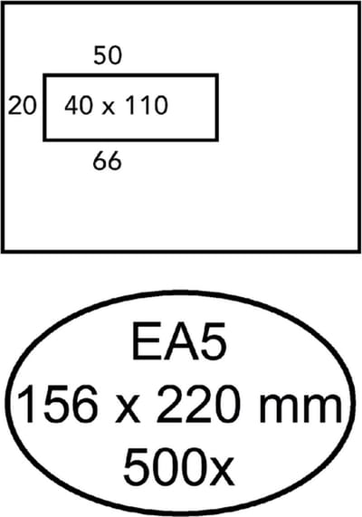 Envelop hermes venster ea5 vl 4 x 11 80 gr 500 st wit