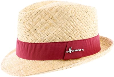 Herman chapeau été petit bord relevé à l'arrière en paille naturelle légère avec ruban uni