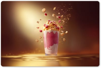 Placemats 45x30 cm - Placemat kunststof - 1 stuk - Framboos - Smoothie - Drinken - Roze - Borden onderleggers - Decoratie voor op tafel - Keuken tafeldecoratie accessoires - Vinyl onderlegger - Tafelversiering