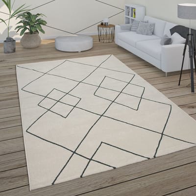 Paco Home Vloerkleed Woonkamer Scandi Ruit Patroon Modern Wit Verschillende dessins Maten 120x170 cm