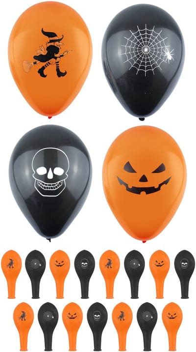 Henbrandt Halloween ballonnen met prints - 12x stuks - 23 cm - Halloween feestversiering - decoraties