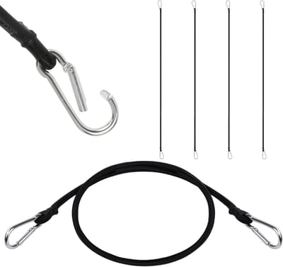 Expandertouw, 4 expandertouwen met karabijnhaken, 100 cm elastisch elastiek voor koffer, haak spanband voor tenten, dekzeilen, camping, bagage