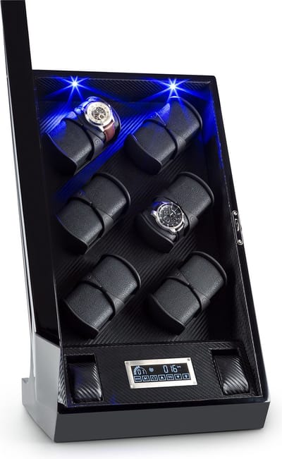 Klarstein Horlogeopwinder Klingenthal , voor 14 Horloges, Touchbediening, Links-/Rechtsdraaiend, Kijkvenster, Zwart - Watch Winder - voor Automatische Horloges - LED Geruisloos - Horlogedraaier - Horlogekast - Uhrenbeweger