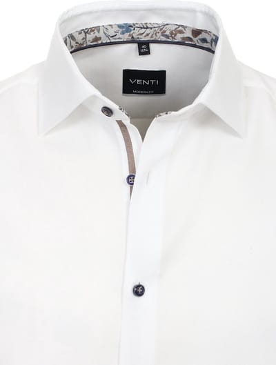 Wit Gewerkt Venti Heren Overhemd Met Motief Kraag Modern Fit - L