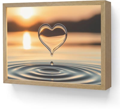 Wandlamp 40x30 cm - Oplaadbaar - Hart - Water - Zonsondergang - Natuur - Zen - Wandlampen binnen woonkamer - Slaapkamer lamp - Decoratieve nachtlamp - Vloerlamp draadloos
