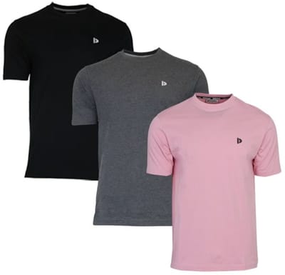 3-Pack Donnay - T-shirt (Vince) - Sportshirt - Heren - Black/Charcoal/Candy Pink (766) - maat S