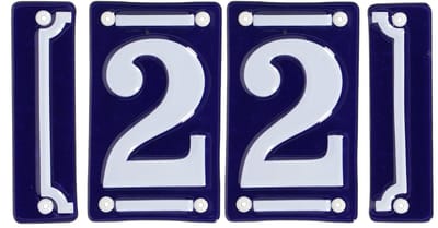 Best for Boots huisnummer 22 met sierrand - Oudhollands - emaille - blauw/wit
