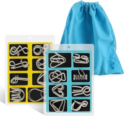 Brain Teaser Metaaldraad Puzzels voor IQ Test en Geestelijke Uitdaging, Set van 16 voor Kinderen en Volwassenen, Educatief Speelgoed en Verstandsspellen