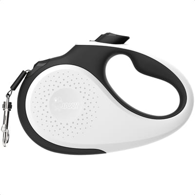 JAXY Hondenriem - Looplijn Hond - Rollijn Hond 5 Meter - Honden tot 15kg - Honden Riem - Kleine Honden - S - Wit/Zwart