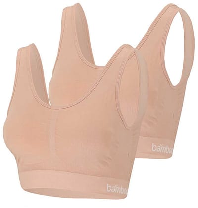 Apollo Ladies Bamboo Seamless - naadloos Beha Top 2-pack - M - beige