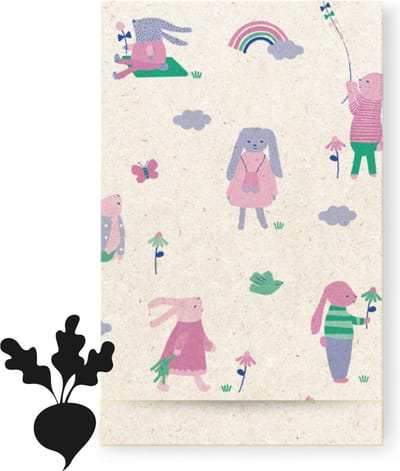 Cadeauzakjes voor kinderen- Inpakzakjes met lieve konijntjes- Gemaakt van pietenpulp- Ook te gebruiken als traktatiezakje- 10 stuks- 12x19 cm