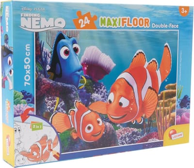 Dubbelzijdige puzzel 24 stukjes - Finding Nemo/Dory - 2-in-1 Kleurplaat en Puzzel - 70 x 50 cm - Extra Dikke Stukjes - Geschikt voor Kinderen Vanaf 3 Jaar