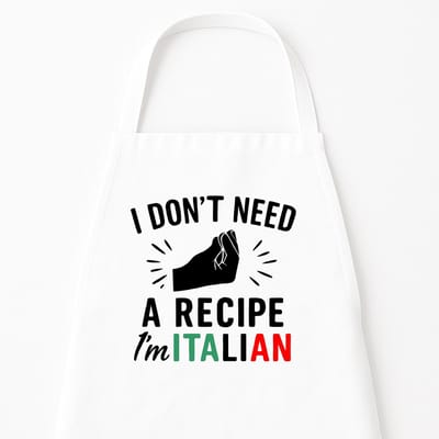 BBQ Keukenschort "I don't need Recipes, I'm Italian" | Uniek Kerstcadeau & Sinterklaas voor Mannen | Wit