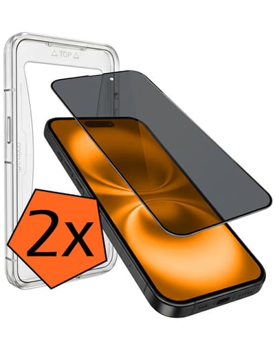 Screenprotector - 2 Stuks - Geschikt voor Apple iPhone 16 - Met Installatie Kit - Privacy Filter - Flexibel Glas - Beschermglas - Tempered Glass - Screen Protector