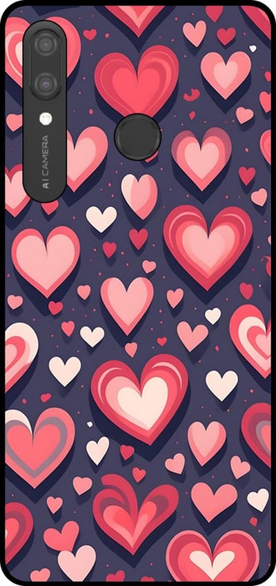 Smartphonica Telefoonhoesje Geschikt voor Huawei P Smart (2019) met Hartjes Opdruk - TPU Backcover Case With Heart Design geschikt voor Huawei P Smart (2019)
