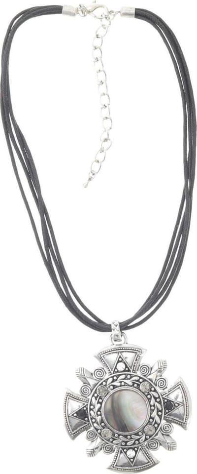 Behave Ketting zwart dames met ronde vintage hanger 40 cm