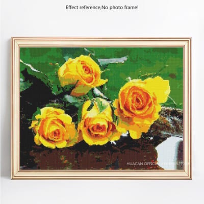 Peinture diamant 5D fleur jaune, broderie complète avec strass ronds, vente de diamants 20X30 yellow