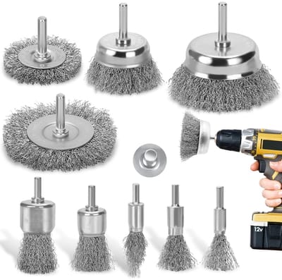 Unyqoos® Complete set van 9 draadborstels voor boormachines met veelzijdige toepassingen