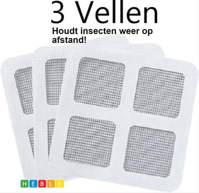 *** Hor Reparatieset - Grijs - 10x10cm - 3 Vellen - Raamhor - Reparatie Set - Horren Repareren - van Heble® ***