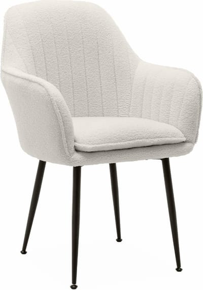sweeek - Fauteuil in boucléstof met matzwart metalen poten, shella, l 58 x p 58 x h 85