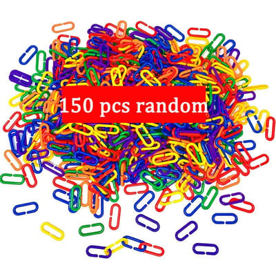 150 pièces Jouets d'entraînement pour animaux de compagnie Chaîne Boucle Géométrique Blocs de Construction Jouets Puzzle Chaîne Crochets Lèvre en Forme de C Arc-en-ciel Action pour Enfants