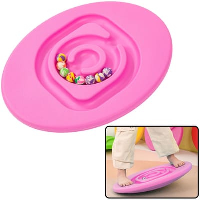 Playos® - Balansbord met 5 Balletjes - Roze - tot 50 kg - Plastic - 46 x 36 cm - Antislip - Kinderen en Volwassenen - Wiebelbord Peuters - Balanceerbord - Montessori Speelgoed