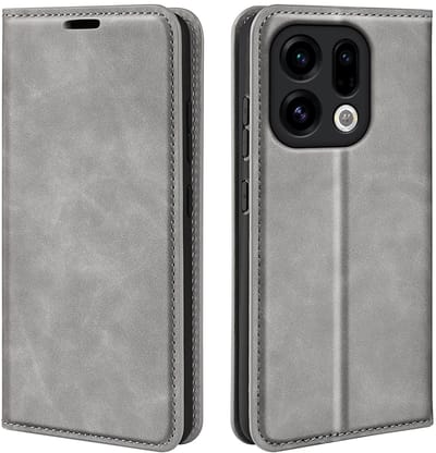 MobyDefend Hoesje - Geschikt voor Oppo Find X9 - Luxe Wallet Bookcase (Magnetische Sluiting) - Grijs