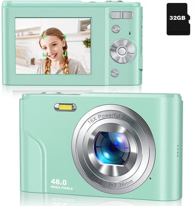 Digitale camera 48 MP, 1080p FHD, 16x zoom, 32GB geheugenkaart