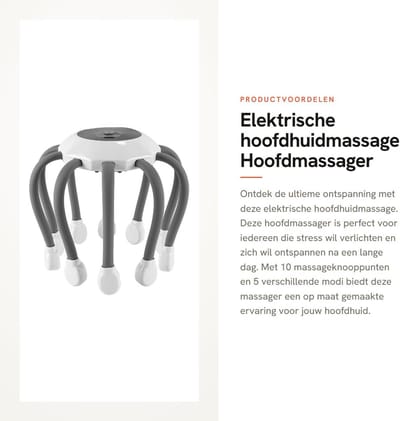 Dailygoods - Elektrische hoofdhuidmassage - Hoofdmassager - Draadloze ontspanning - Draagbaar formaat - 5 massage modi - Geschikt voor stressverminder...