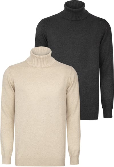 Felix Hardy Colturi - Trui 2 Pack - 100% Katoen Heren Beige-Antraciet - 2Xl
