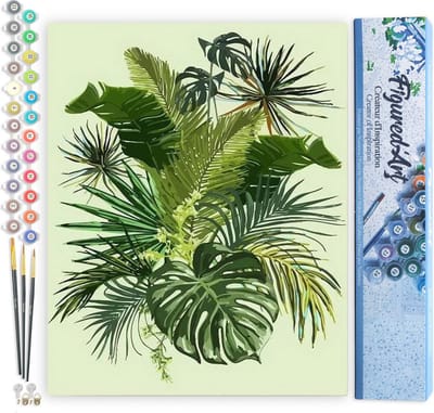 Figured'Art Schilderen op Nummer Volwassenen canvas Bananen bladeren - Handwerk acrylverf Kit DIY Compleet - 40x50cm zonder frame