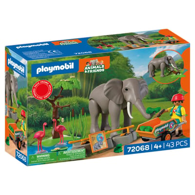 PLAYMOBIL Animals & Friends Olifant met Dierenverzorger | Dierentuinspeelgoedset met 4 dieren en verblijfaccessoires | Voor kinderen vanaf 4 jaar | 72068