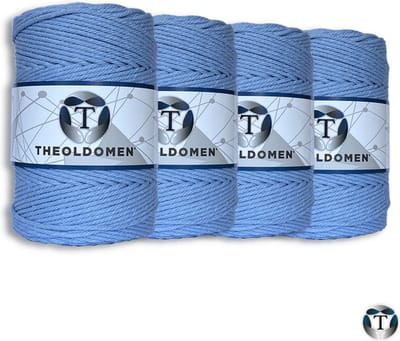 Macramé Koord | Bundelkorting | 800 meter | Lichtblauw | 100% Katoen | Macramé | Macramé Touw | 3mm | Triple Twist | Plantenhanger | Dromenvanger | Wandkleed | Weven | Knopen | Breien | Haken | DIY | TheOldOmen |