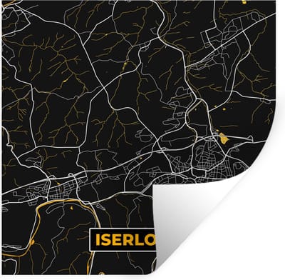 Muurstickers - Sticker Folie - Goud – Duitsland – Plattegrond – Gold – Stadskaart – Kaart – Iserlohn - 100x100 cm - Plakfolie - Muurstickers Kinderkamer - Zelfklevend Behang XXL - Zelfklevend behangpapier - Stickerfolie