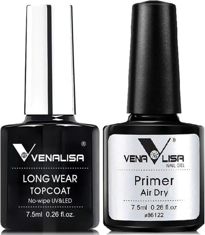 Venalisa Long Wear Top Coat en Primer UV Gellak Set - 15 ml (2x 7.5 ml) - Gellak Starterspakket - Gellak Top Coat - Gellak Primer - Gellak Set - Venalisa Gellak - Gellak Nagellak