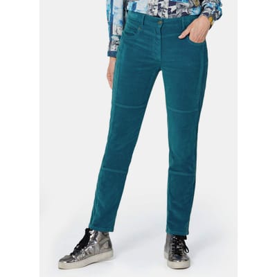 Fluwelen broek LOUISA - petrol - Gr. 23 van Goldner Fashion
