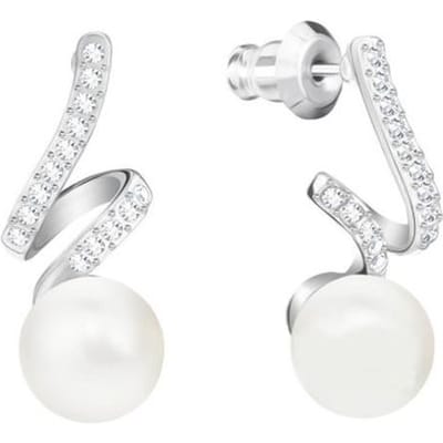 Swarovski Gabriella Spiraal Parel Wit Goud Vergulde Oorbellen Dames oorbellen 5410976 Box (Random Color) white