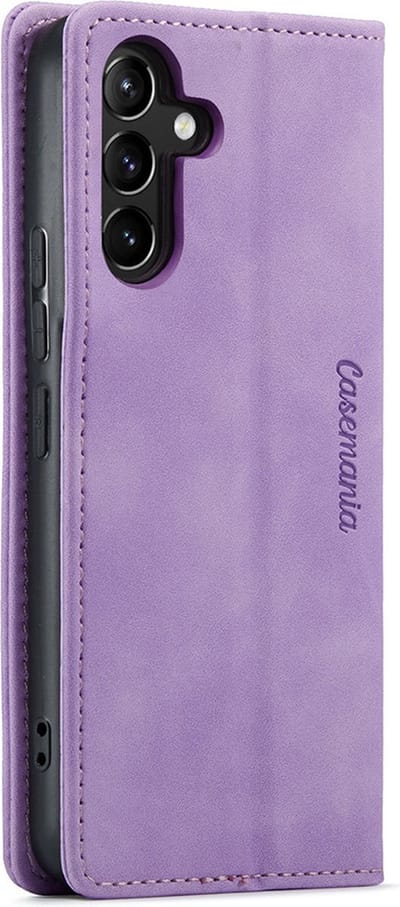 CaseMania Bookcase hoesje geschikt voor Samsung Galaxy S23 FE - Effen Lila - Kunstleer