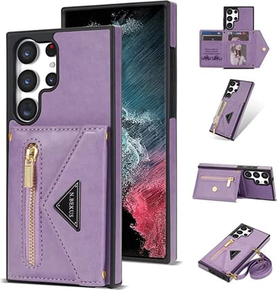 Geschikt voor Samsung Galaxy S23 Ultra Lederen crossbody portemonnee hoesje voor vrouwen met lange riem - rood