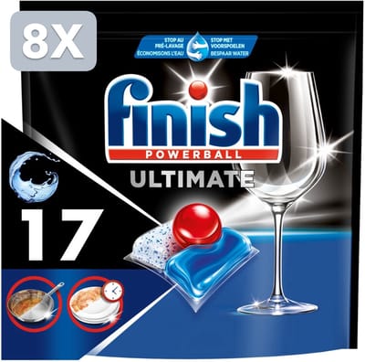 8 x Finish Ultimate Vaatwastabletten Regular - 17 stuks